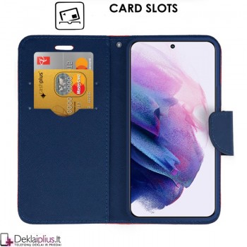 Telone fancy dėklas su skyreliais - raudonas (telefonui Samsung S22)